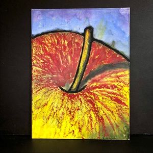“An Apple A Day” Original Melted Crayon Art 9”x12”
